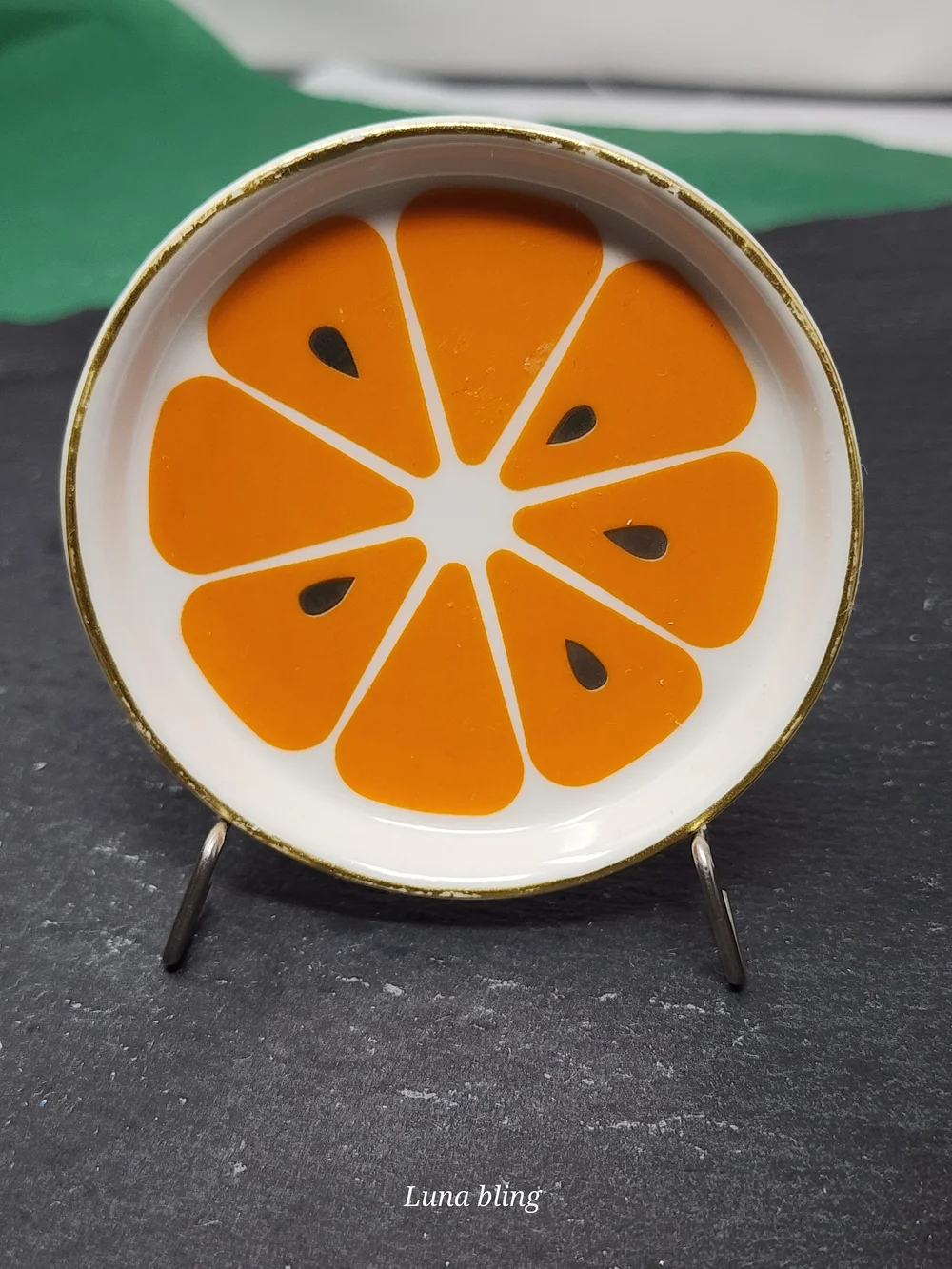 Orange Slice Decorative Ceramic Plate - White and Orange